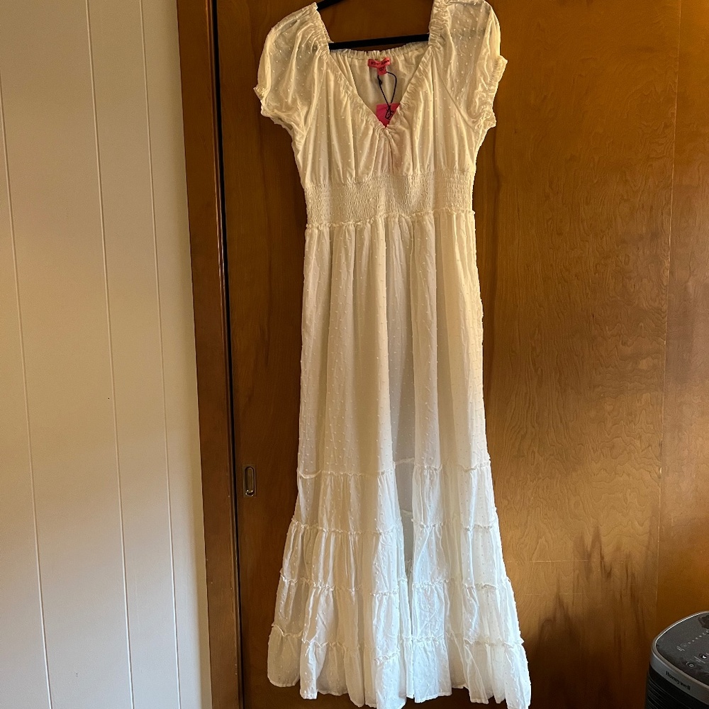 Betsey Johnson White Cotton Maxi Dress